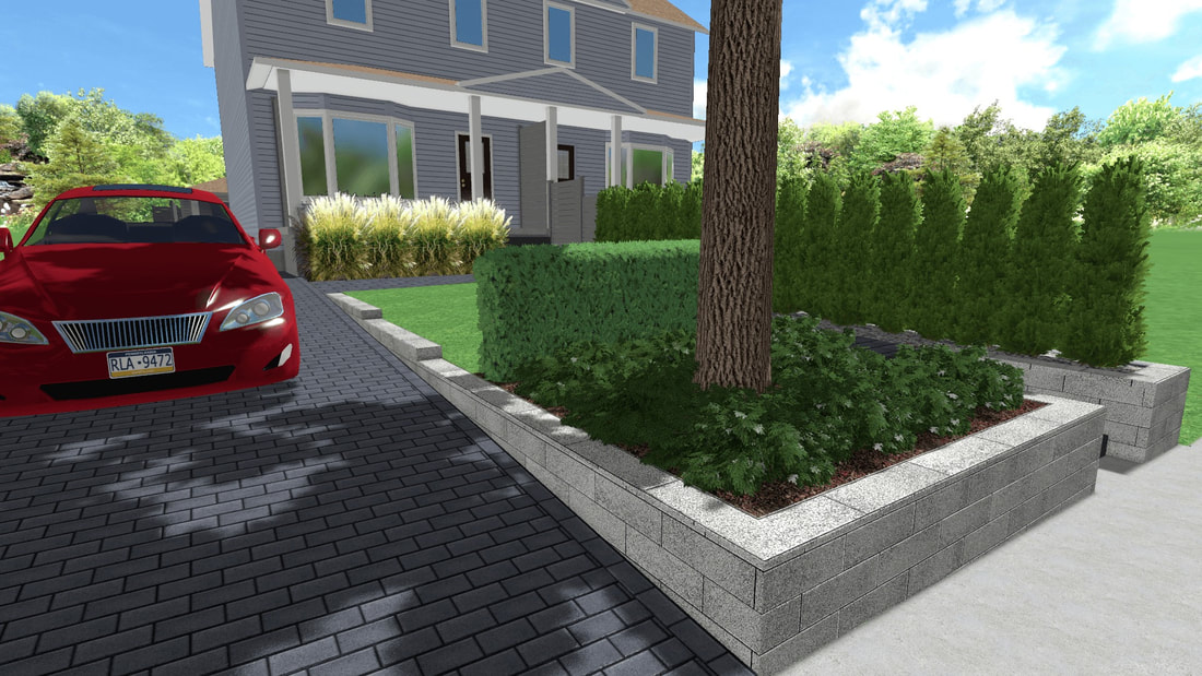 Modern landscape design of front yard in Toronto
