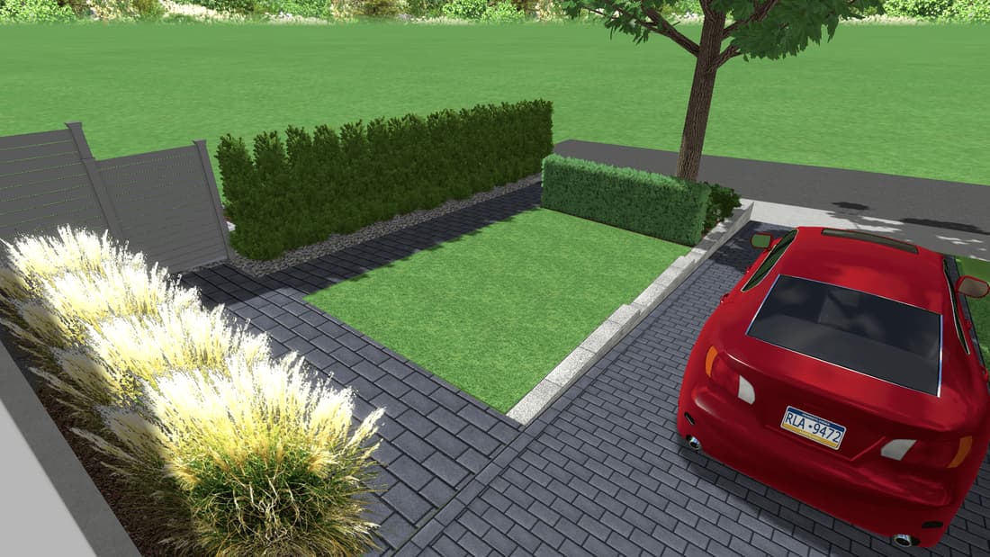 Minimalist front yard design with straight lines in Toronto